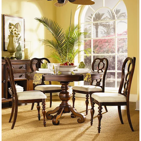 5 Piece Dining Set with Single Pedestal Table
